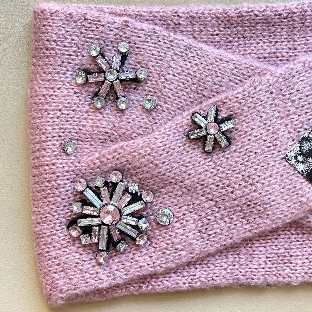New Victoria's Secret Headband Winter Angel Sparkle Snowflake Ear Warmer Pink